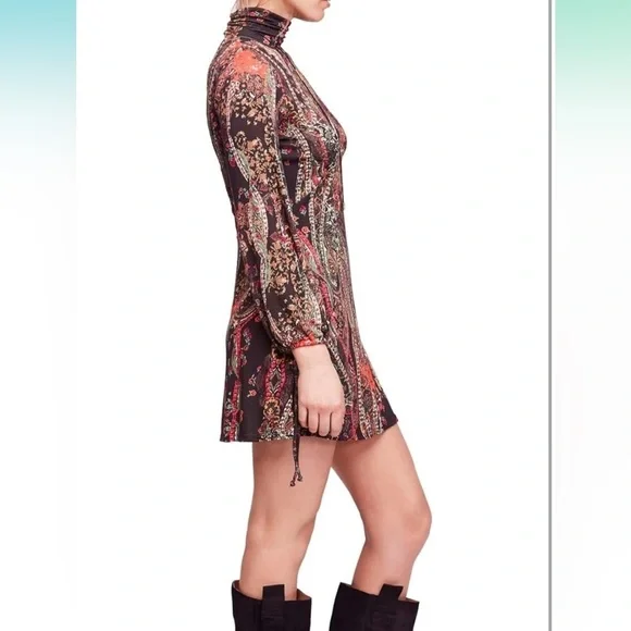Free People Womens All Dolled Up Paisley High-Neck Mini Dress - Picture 12 of 12